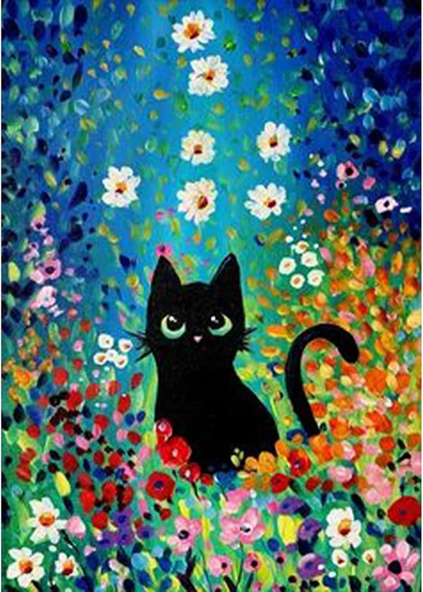 cat in the flowers