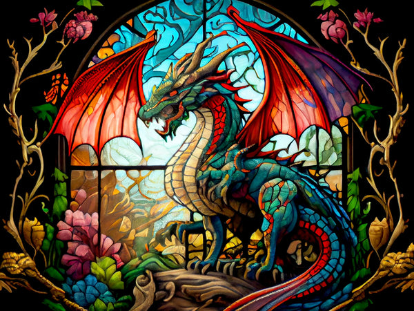 Ferocious Dragon Stained Glass