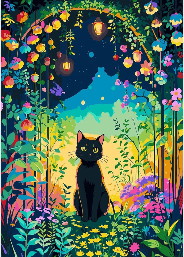 Black Cat In The Garden