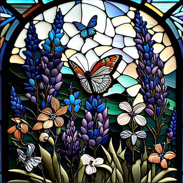 Butterfly glass painting in the field