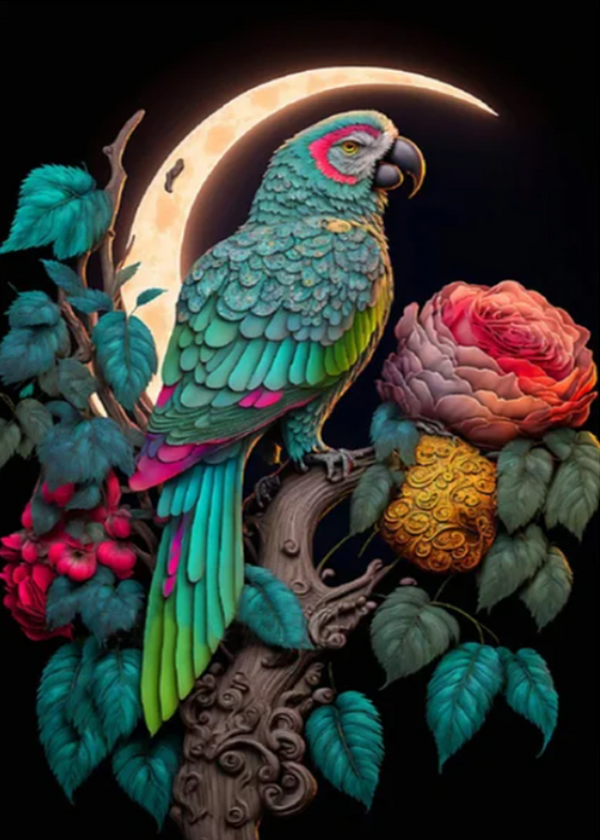 Birds under the moon