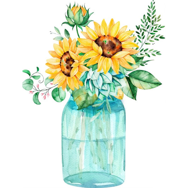 Sunflower In Water Bottle