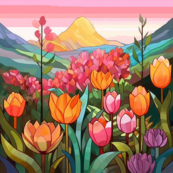Wild flower glass painting