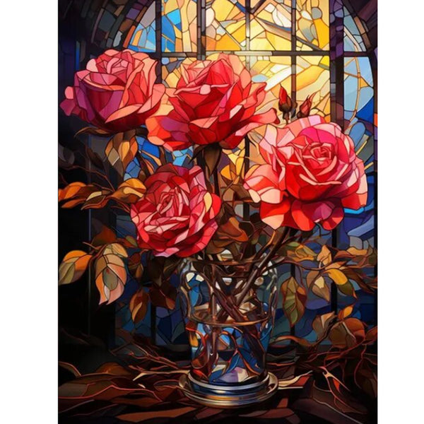 Glass Red Rose