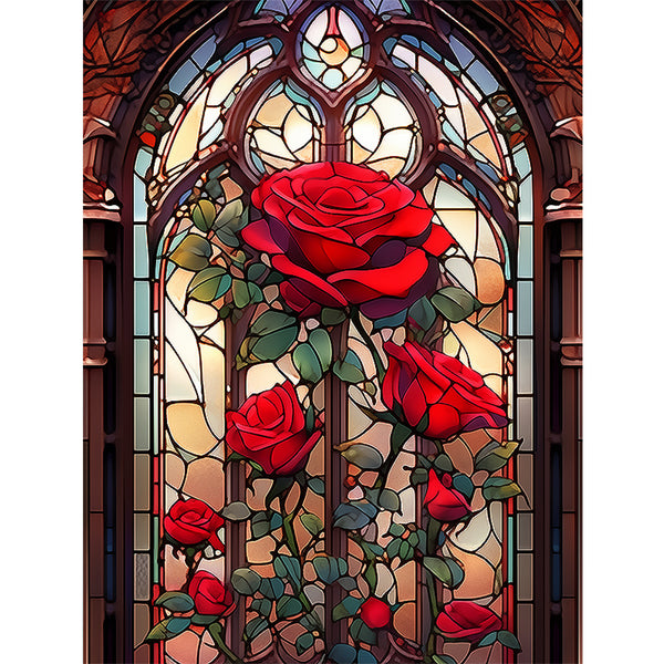 Red Rose Glass Painting 2