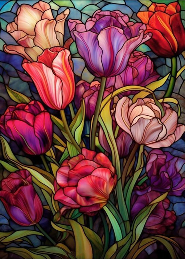 Flower glass painting
