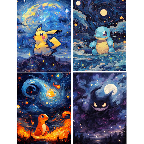 Pokemon-4 Pack Diamond Painting Kits Beginners