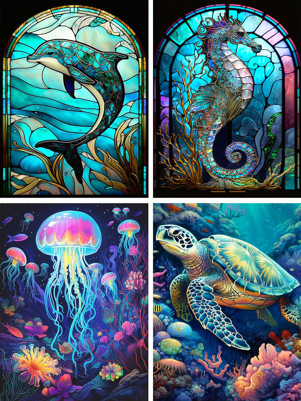 Marine animal-4 Pack Diamond Painting Kits Beginners
