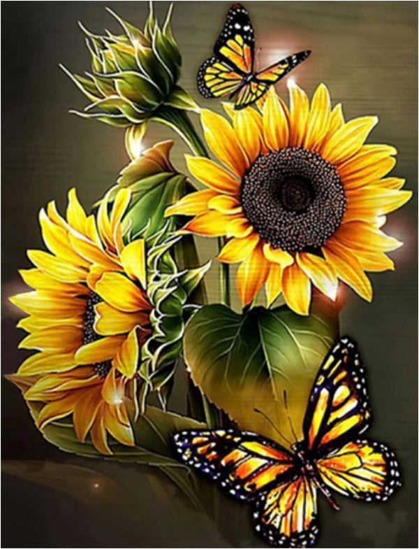 Sunflowers and butterflies