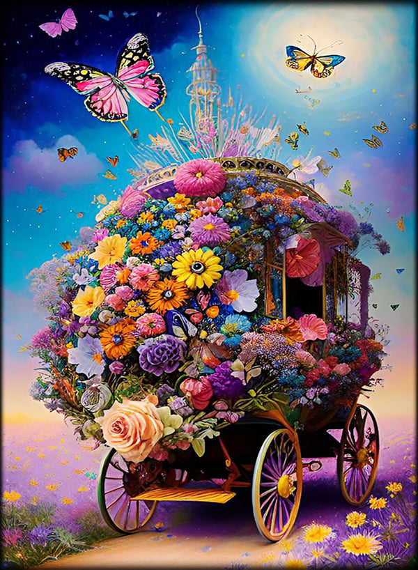Car filled with flowers
