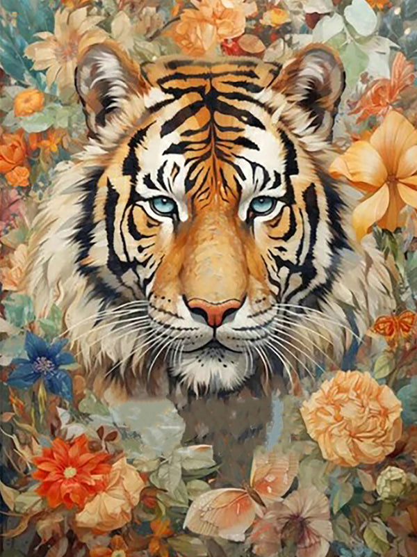 Tiger Among Flowers