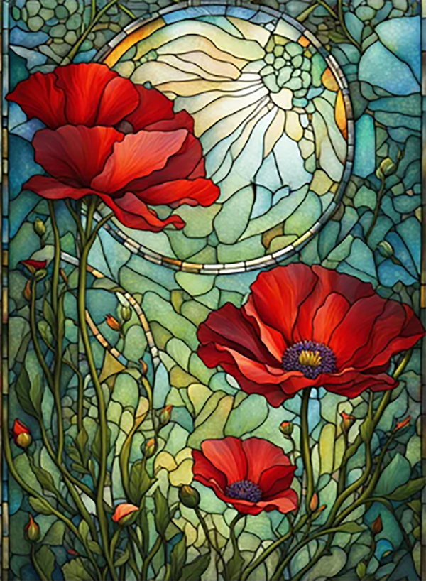 Glass Style-Red Flower