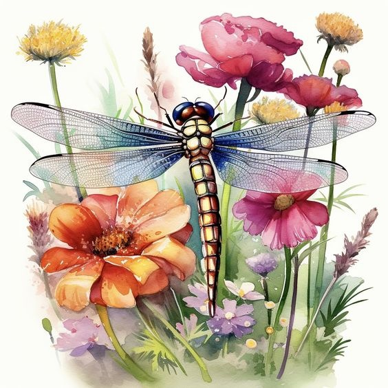 Dragonfly In Flower