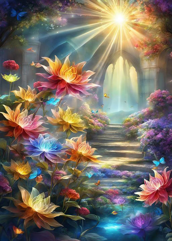 Colorful Flowers Illuminated By Sunlight