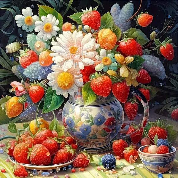 Strawberries And Flowers