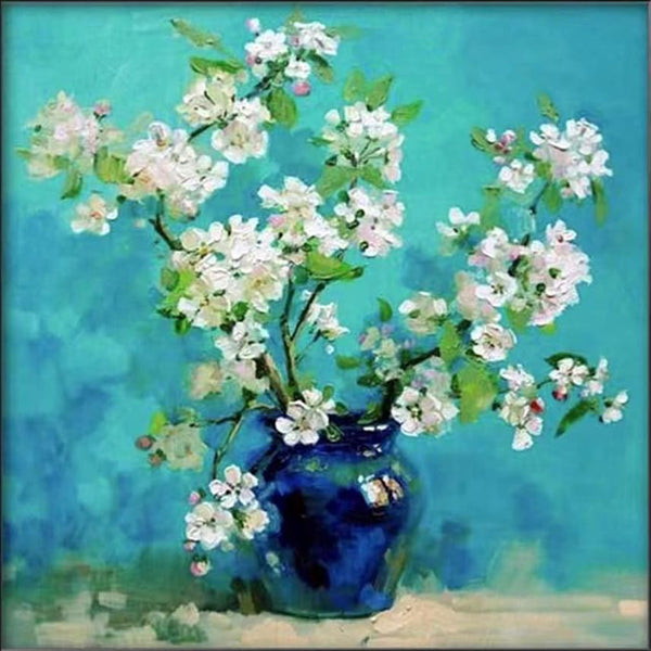 Oil painting style - white flowers