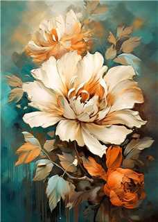 Oil painting white flowers