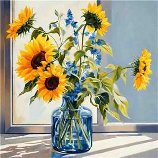 Sunflowers by the window