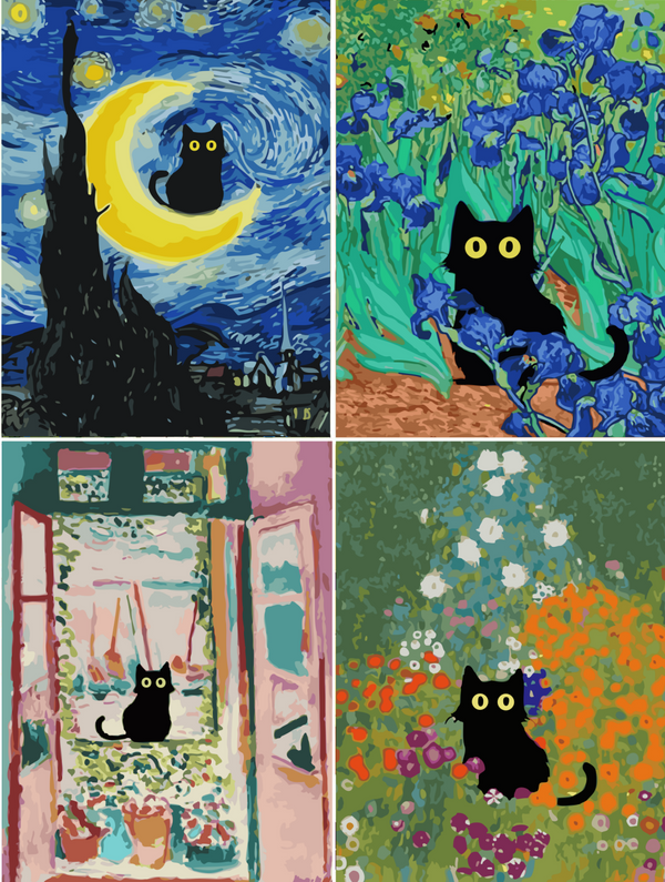 black cat-4 Pack Diamond Painting Kits